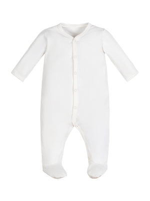 Snap-Front Footie Drop-Needle – Organic White