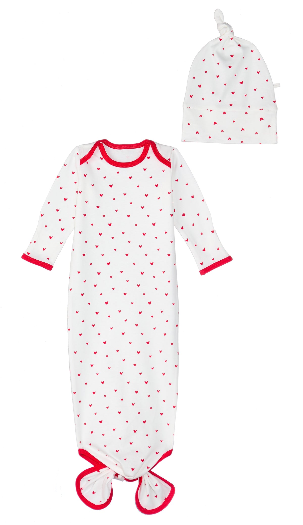 Gown & Beanie Set – Red Hearts