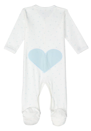 Snap-Front Footie – Blue Hearts