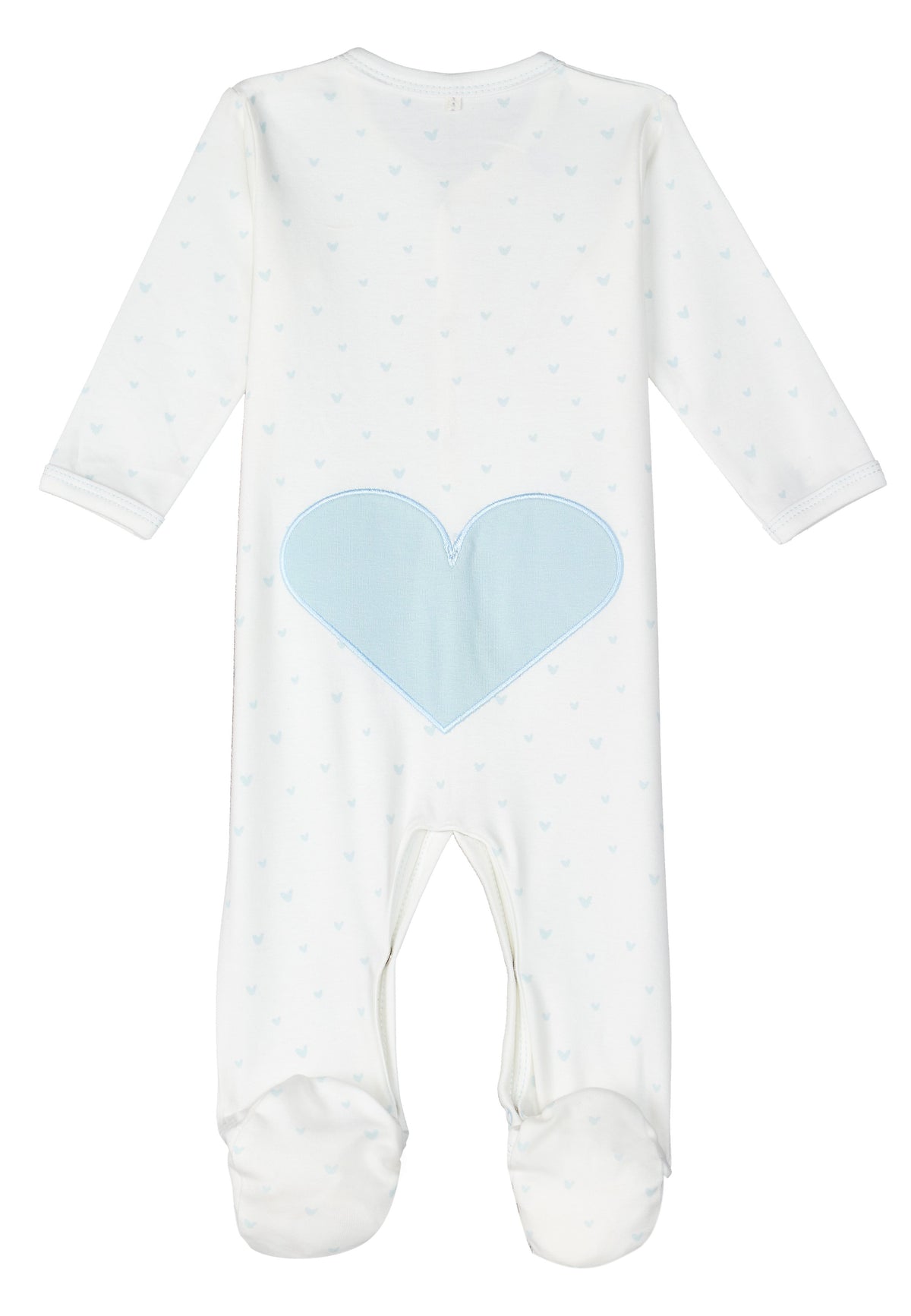 Snap-Front Footie – Blue Hearts