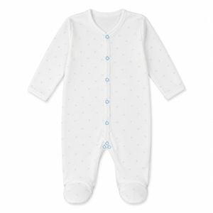 Snap-Front Footie – Blue Hearts