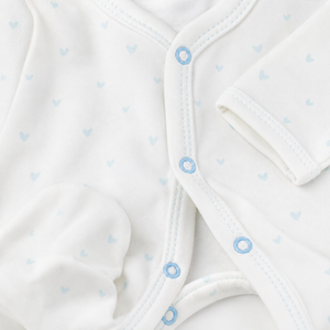 Snap-Front Footie – Blue Hearts
