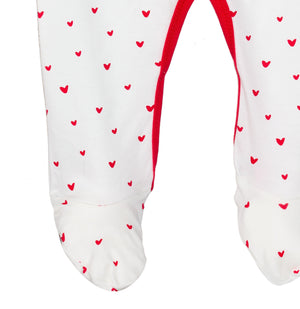 Snap-Front Footie – Red Hearts