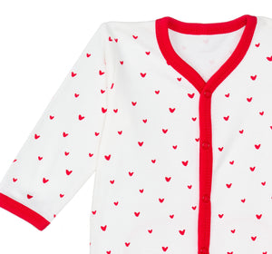 Snap-Front Footie – Red Hearts