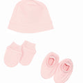 Mittens, Booties & Beanie Set Drop-Needle – Heavenly Pink