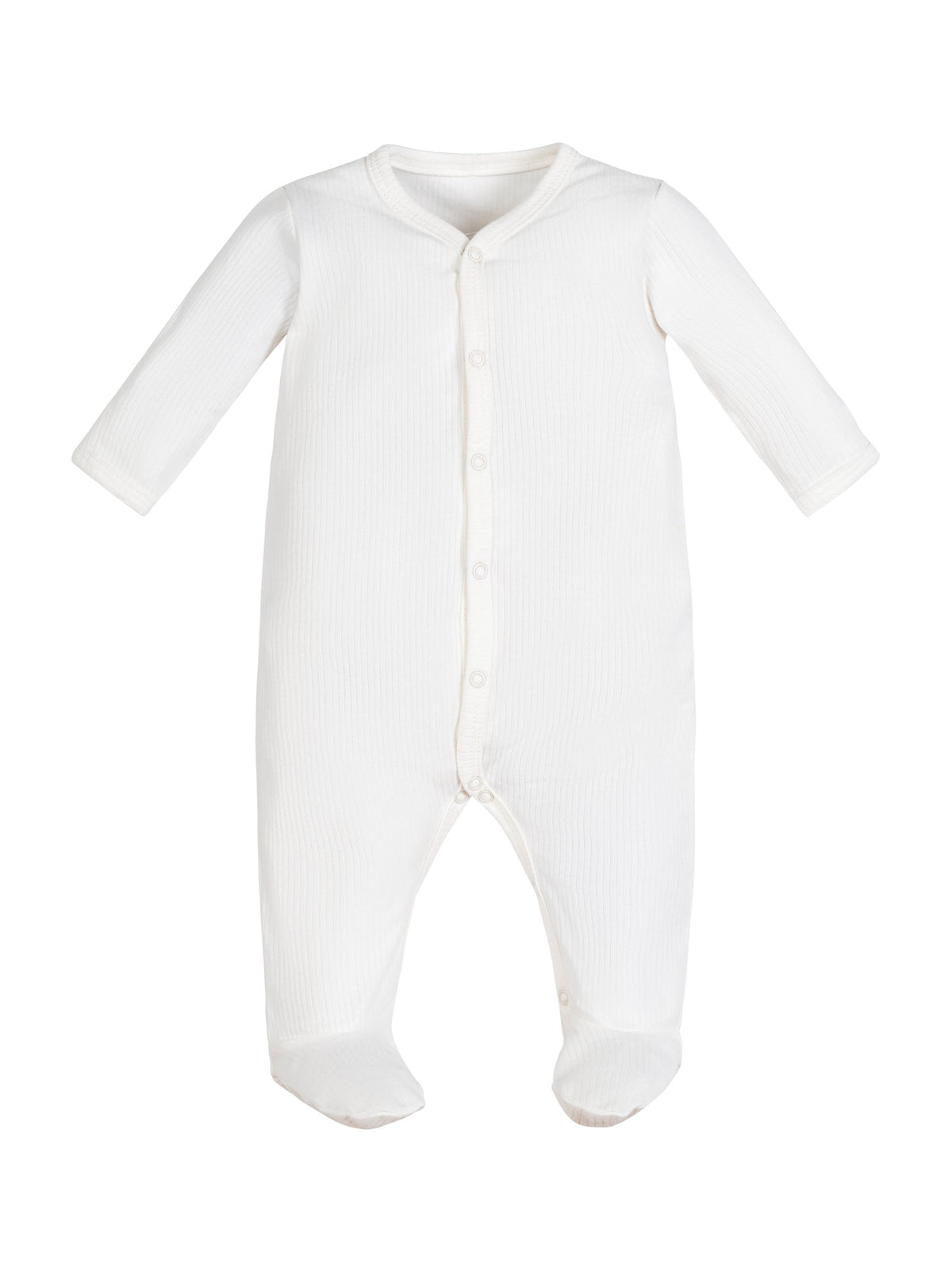 Snap-Front Footie Drop-Needle – Organic White