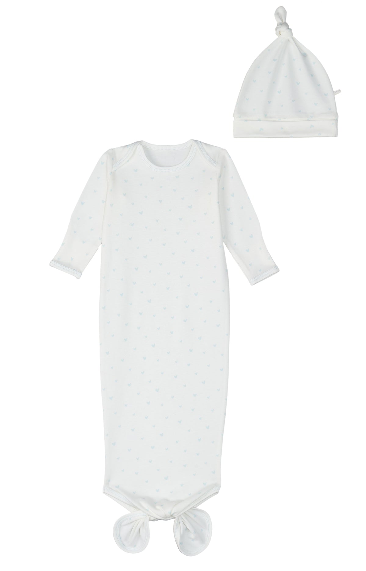 Gown & Beanie Set – Blue Hearts