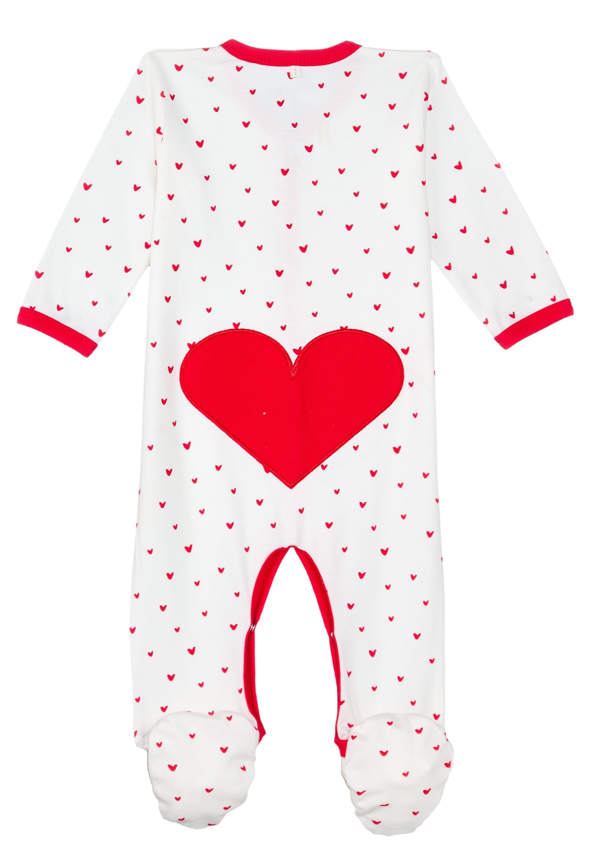Snap-Front Footie – Red Hearts