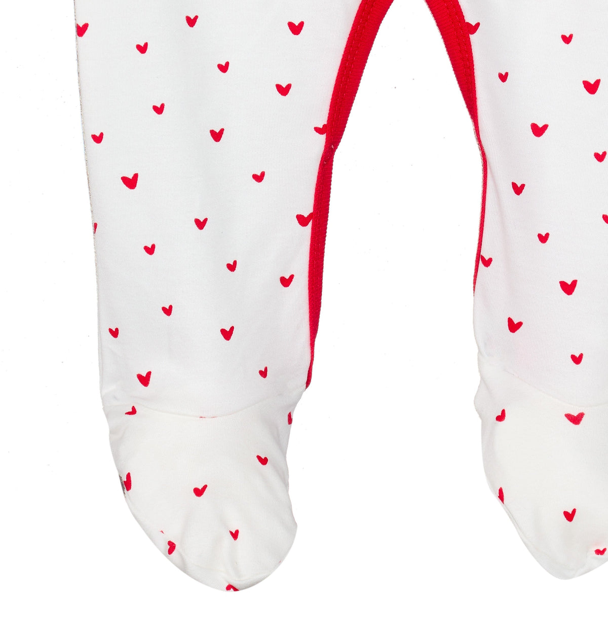Snap-Front Footie – Red Hearts
